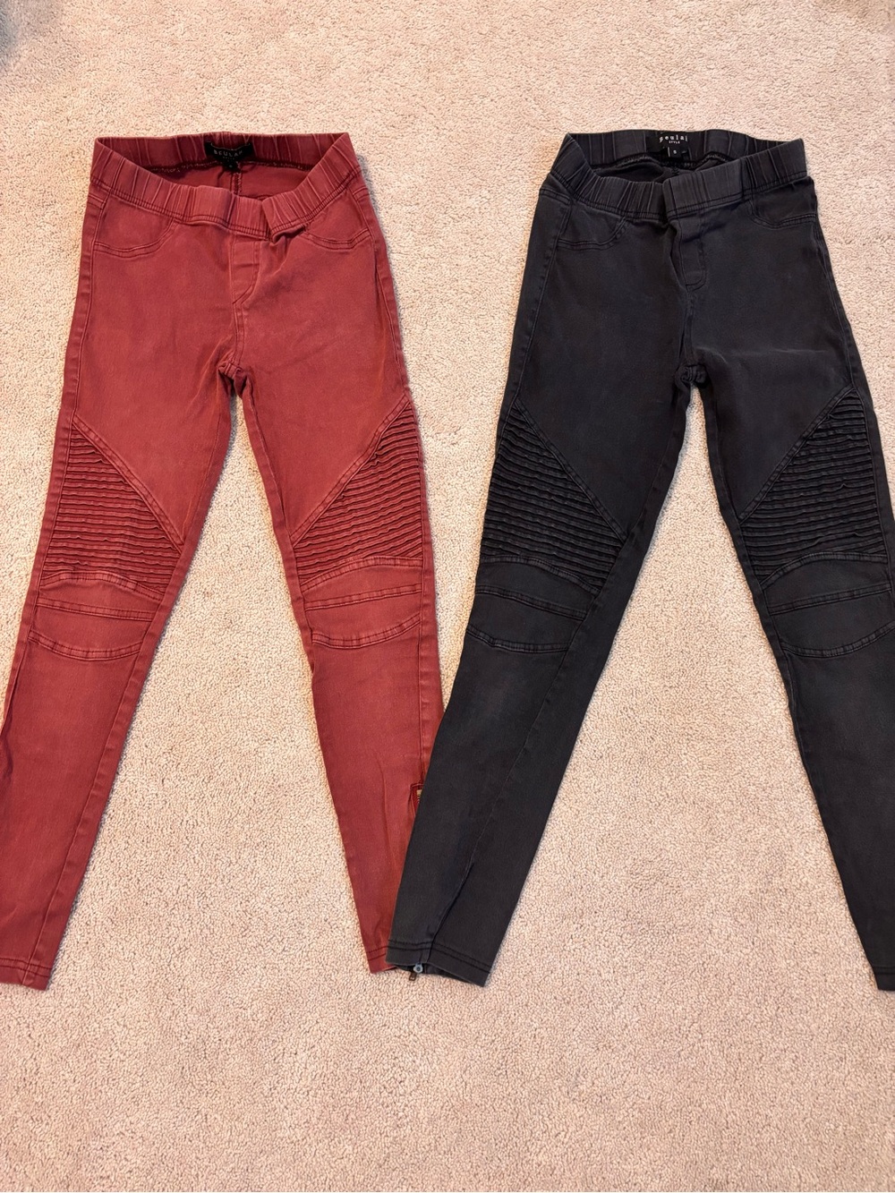 Beulah Stretch Waist Jeggings Moto-style 2 pair
